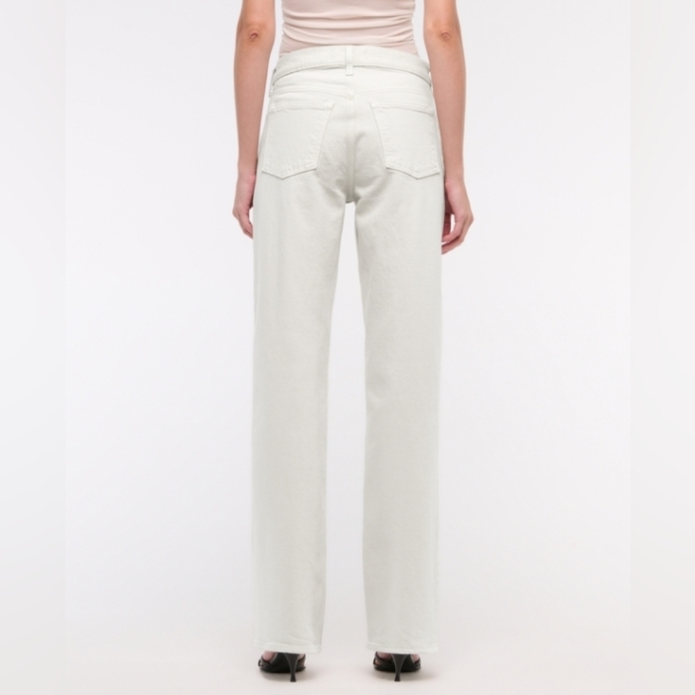Abercrombie & Fitch Curve Love The Low Rise Baggy Jean Light Gray Short Size 28 - Picture 4 of 7